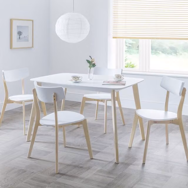 Julian Bowen Casa Rectangular Dining Table and Chairs Set in White Oak