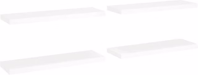 Berkfield Home Set of 4 White Floating Wall Shelves, W/D/H: 80 x 23.5 x 3.8 cm