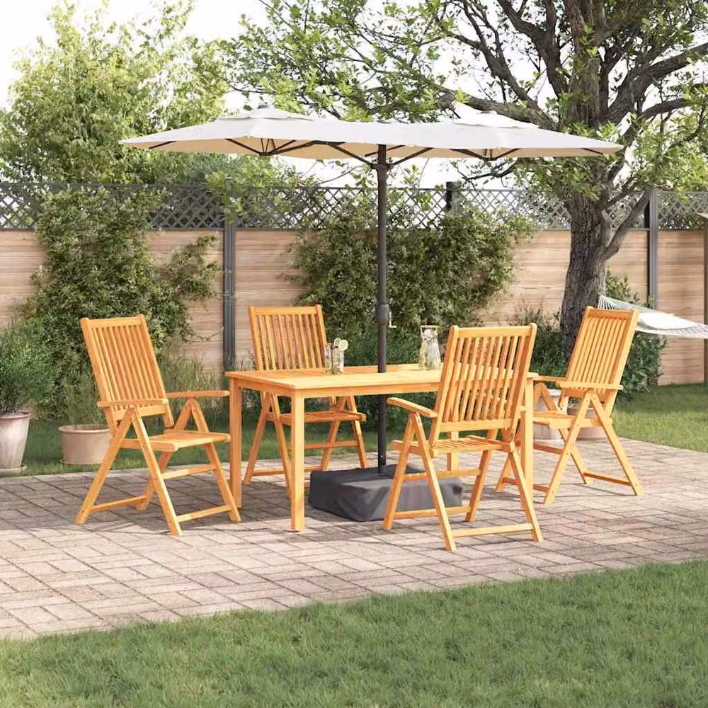 Berkfield Home 5 Piece Garden Dining Set in Brown Solid Acacia Wood with Foldable Rectangular Table – 2