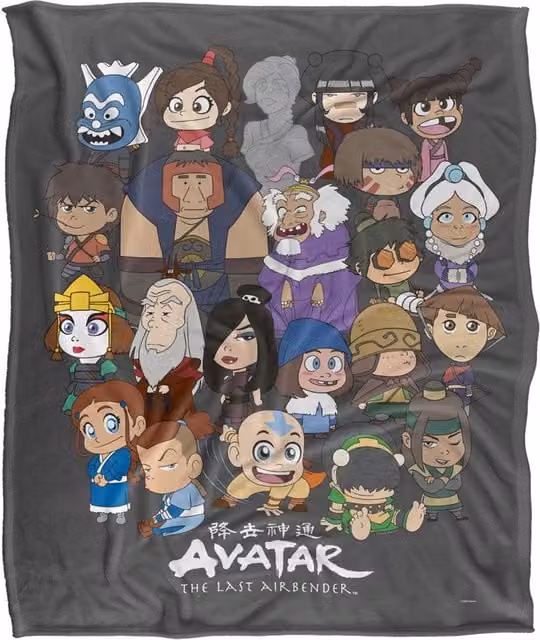LOGOVISION Avatar The Last Airbender Chibi Group Super Soft Fleece Throw Blanket, White, W/D/H: 152 x 127 cm
