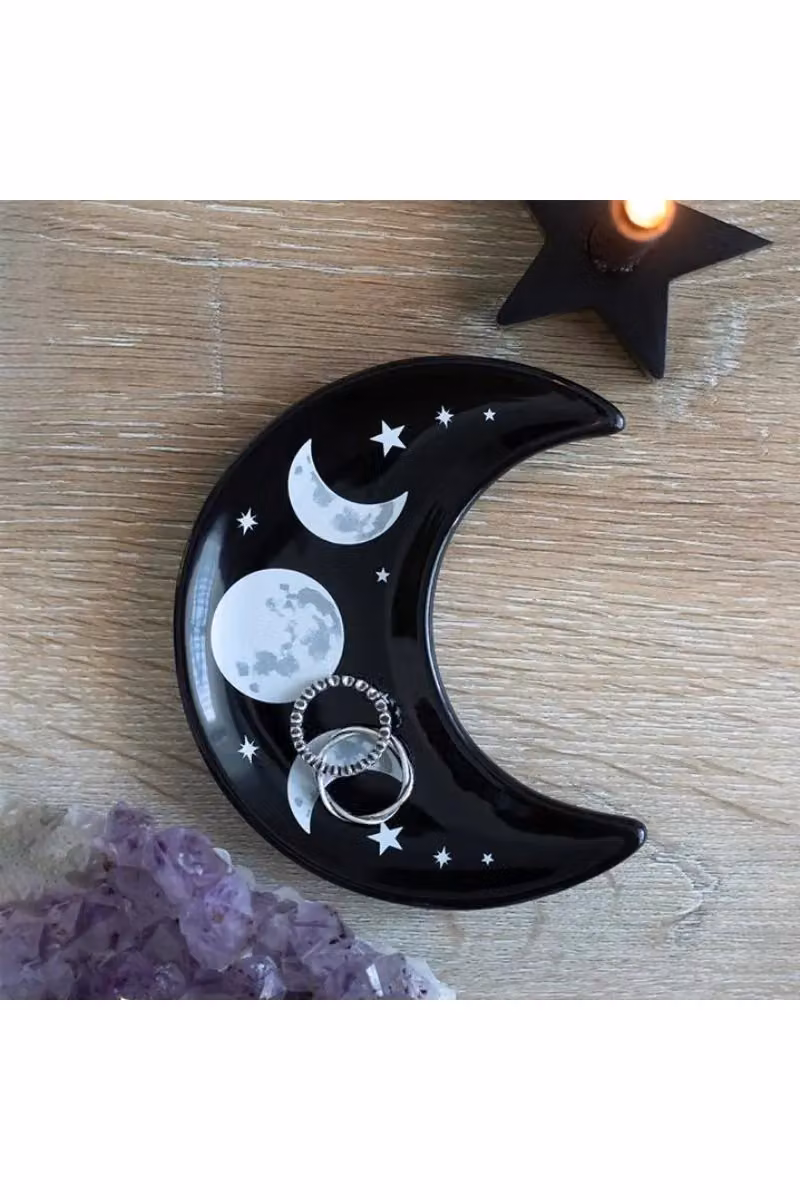 Grindstore Crescent Moon Trinket Dish Ornament in Black W: 11 cm, D: 11 cm, H: 11 cm – 4