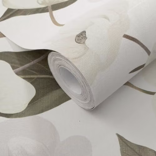 Erismann Fairy Blossom Textured Floral Vinyl Wallpaper in Cream and Pale Green