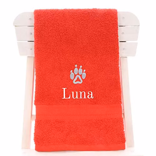 Duncan Stewart Personalised Dog Towel in Red – 1