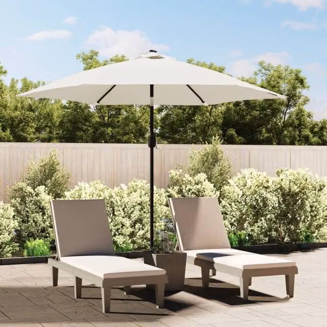 Berkfield Home Sand White Polyester Parasol with 3m Steel Central Pole – 1