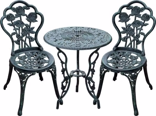 Outsunny 3-Piece Cast Aluminium Outdoor Bistro Set in Antique Green – 1