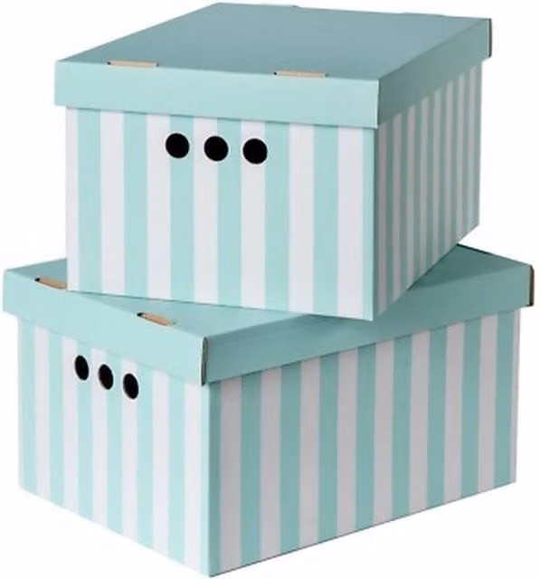 NESTLUNE 2-Piece Green Decorative Cardboard Storage Boxes with Lids for Home or Office