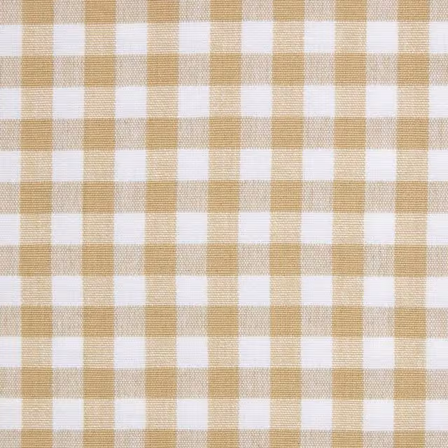 Homescapes Pure Cotton Gingham Check Fabric, Beige and Brown, Width: 150 cm