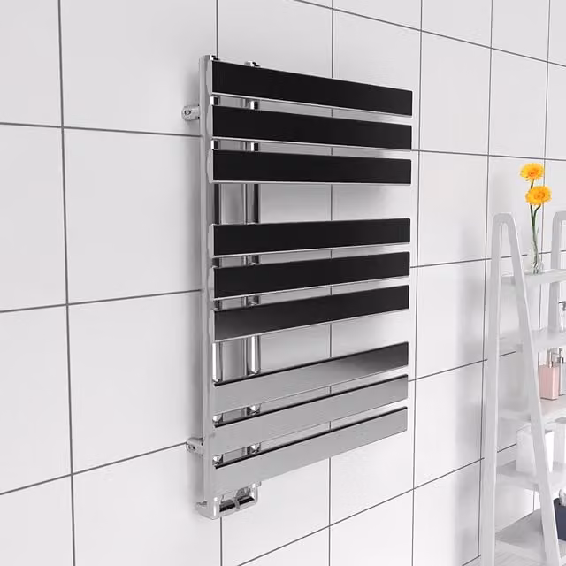 Lux Heat Open Flat Chrome Towel Radiator, Silver, W: 60.0 cm, H: 80.0 cm