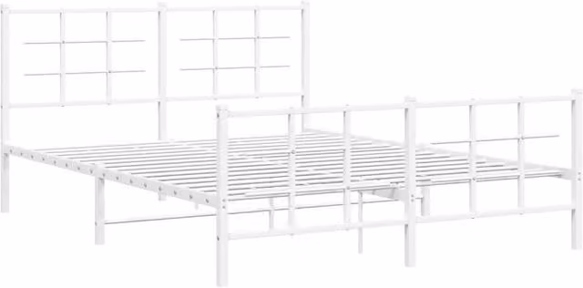 Berkfield Home Metal Bed Frame with Footboard in White, 150 x 200 cm