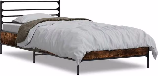 Berkfield Home Smoked Oak Bed Frame in Brown, W/D/H: 90 x 200 cm
