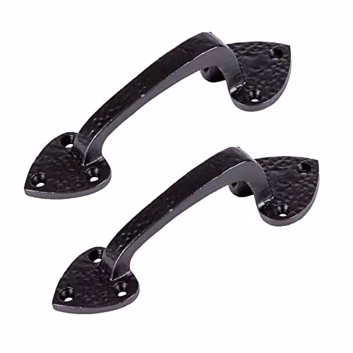 Hammer and Tongs Rustic Arrowhead Iron Door Handle in Matt Black, Pack of 2, Height: 15.5 cm – 2