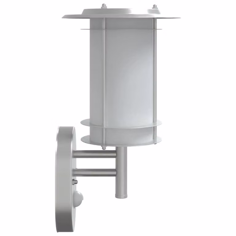 Berkfield Home Set of 2 Silver Stainless Steel Outdoor Wall Lights with Motion Sensor and Timer