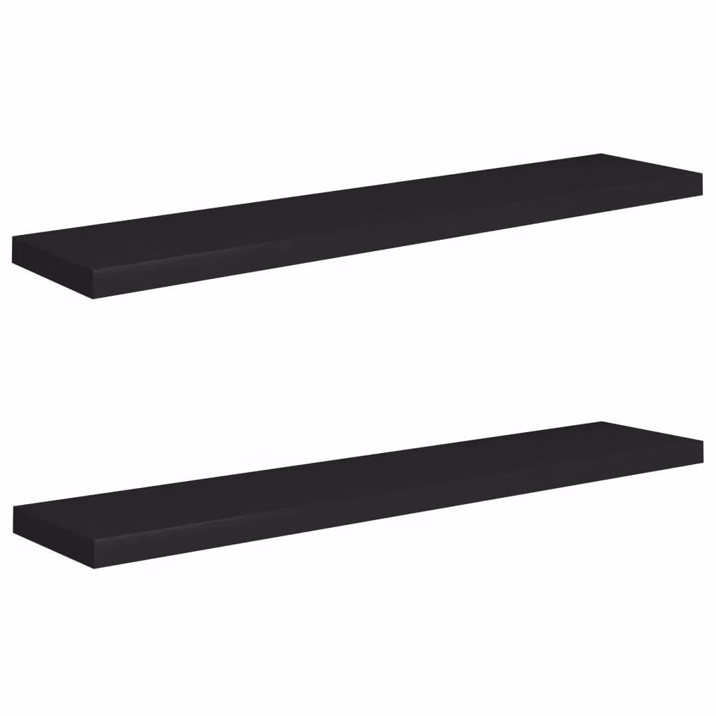 Berkfield Home Set of 2 Black Floating Wall Shelves, W/D/H: 120 x 23.5 x 3.8 cm – 2
