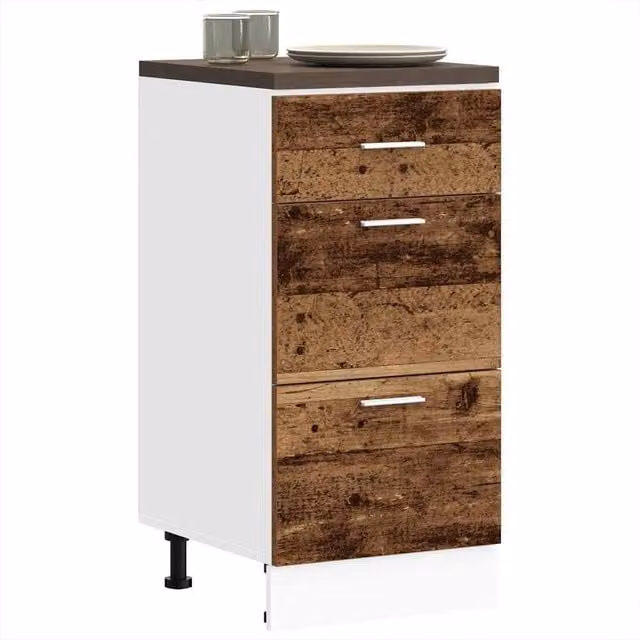 Berkfield Home Brown Kitchen Base Unit in Engineered Wood, W/D/H: 40 x 46 x 81.5 cm – 1
