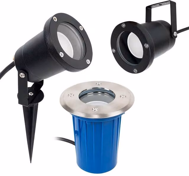 MiniSun Modern 3-in-1 Outdoor Ground, Wall and Spike Light in Black Finish, IP65 Rated, Mains Wired