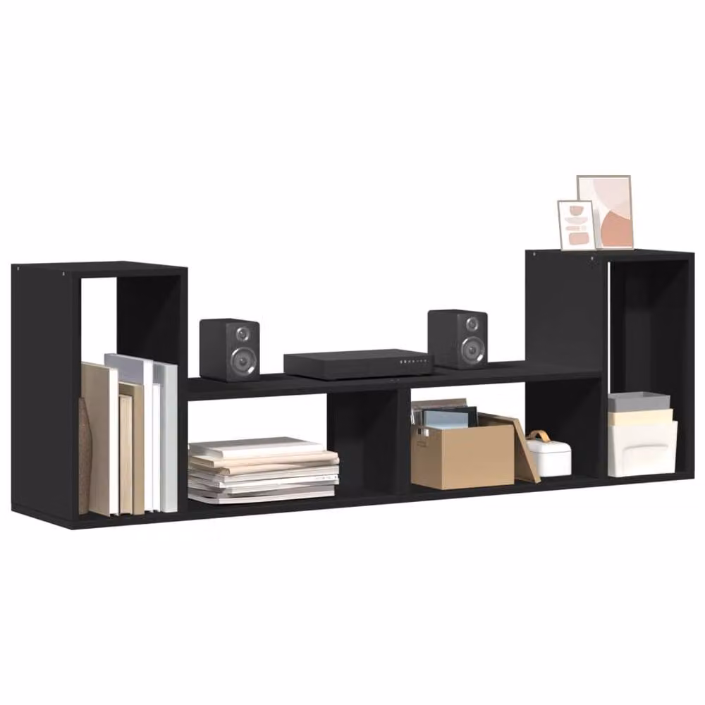 Berkfield Home Set of 2 Modern Black Matt TV Cabinets in Engineered Wood W/D/H: 75 x 30 x 50 cm – 3
