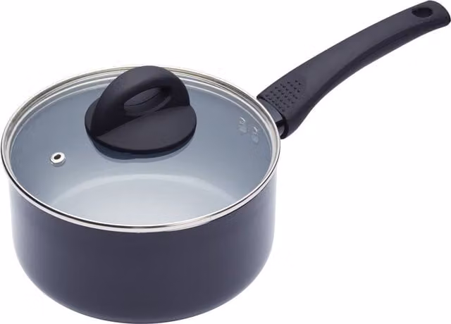 MasterClass 4-Piece Ceramic Non-Stick Saucepan Set in Grey, Includes 14cm Milk Pan and Induction-Safe Saucepans (16cm, 18cm, 20cm) – 1
