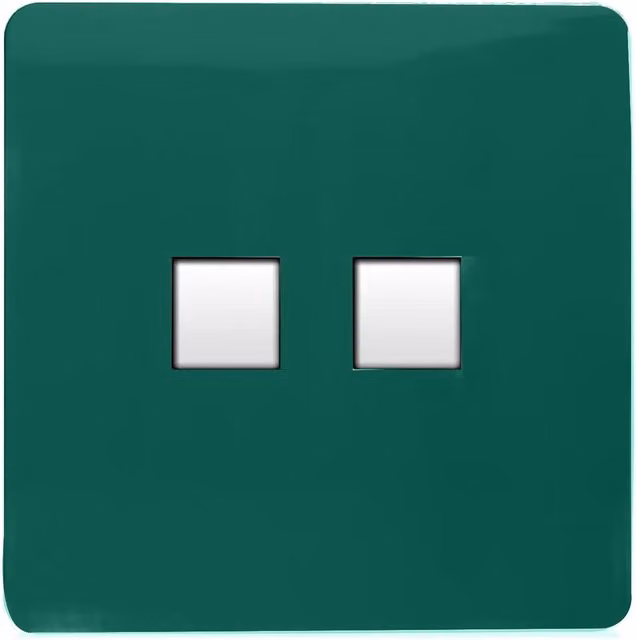 Trendi Switch 2 Gang RJ45 Cat 6 Ethernet and Telephone Secondary Sockets in Dark Forest Green