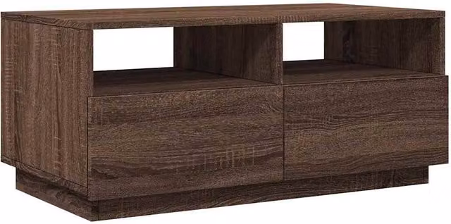 Berkfield Home Modern Coffee Table with LED Lights, Brown Oak, W: 90 cm, D: 49 cm, H: 40 cm