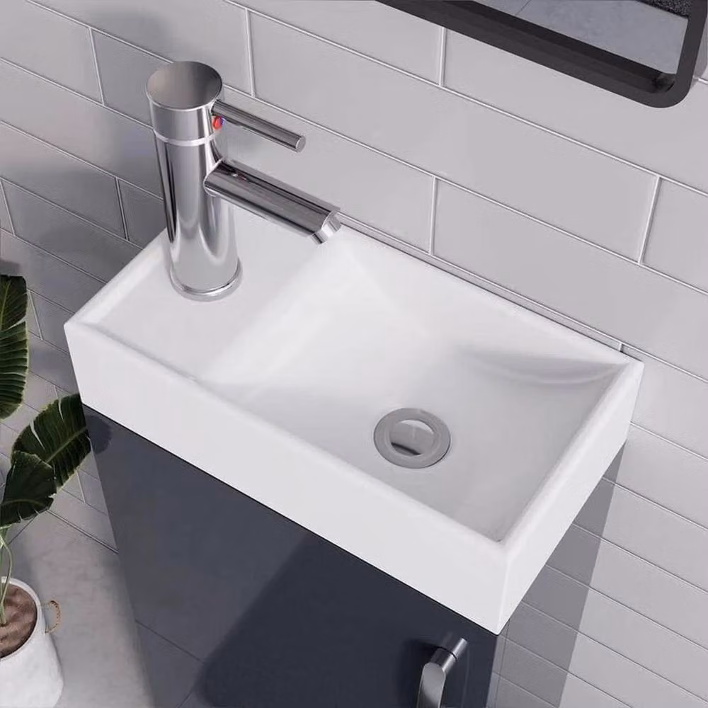 FORGEVIO Grey Modern Floor Standing Bathroom Vanity Unit with Basin and Internal Shelves, Width: 40 cm – 3