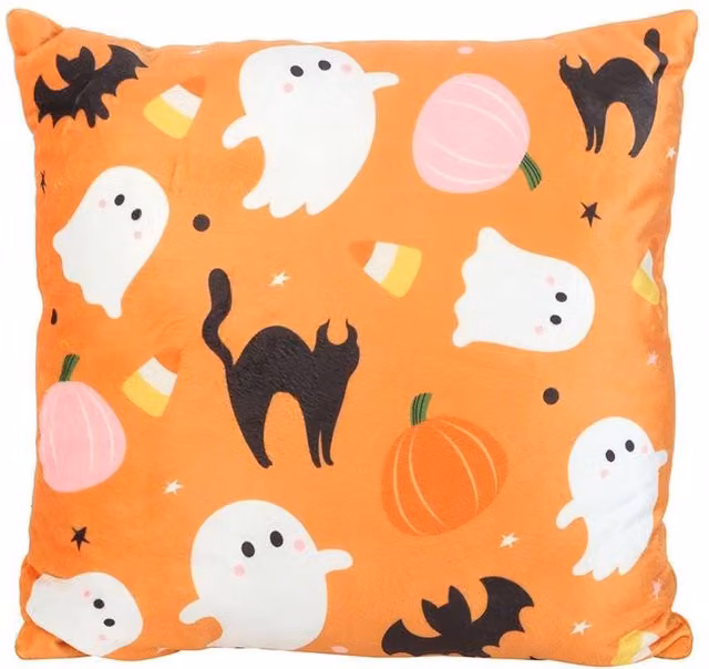 Something Different Sweet & Spooky Square Ghost Cushion in Orange, 35 x 35 cm