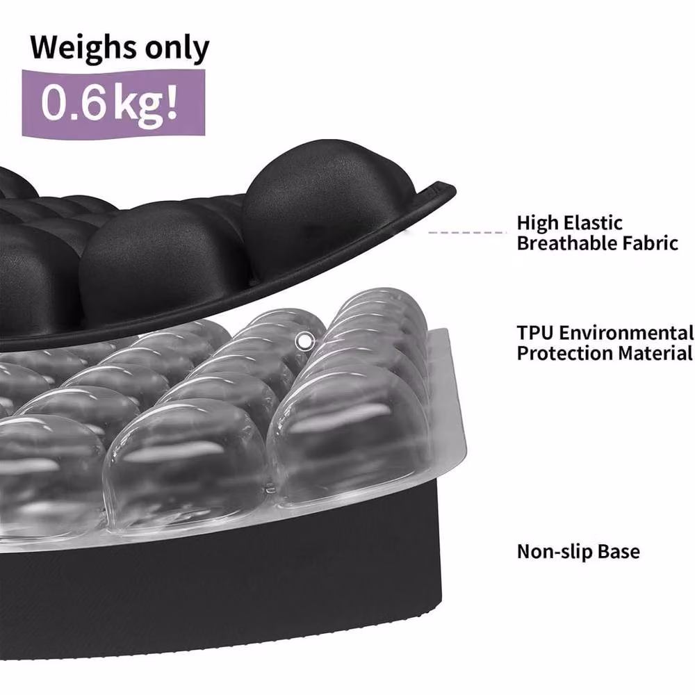 FLAVORA Inflatable Air Seat Cushion for Pressure Relief in Black, W/D/H: 190 x 100 x 1 cm – 4