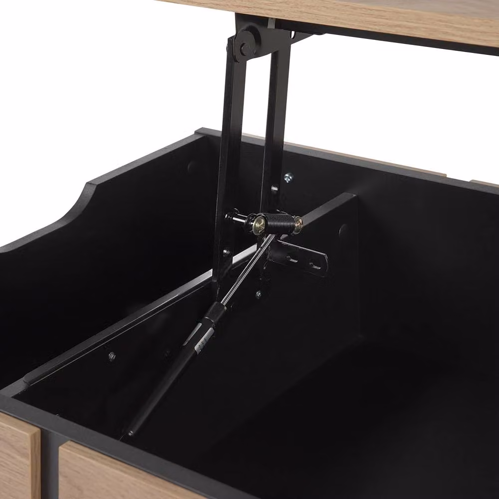 Wyld Haus Lift Top Coffee Table with Black Metal Legs and Brown Composite Top, W/D/H: 107 x 59 x 37 cm – 3