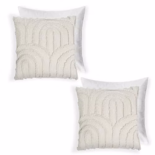 OHS 2 Pack Tufted Arch Decorative Throw Pillows with Removable Covers, Beige, W/D/H: 45 x 45 x 45 cm