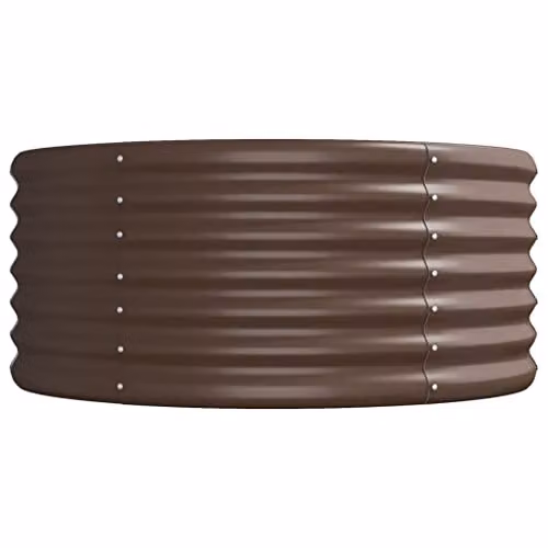 vidaXL Brown Galvanised Steel Raised Bed for Vegetable, Herb or Ornamental Gardens W: 80 cm, D: 296 cm, H: 36 cm – 3
