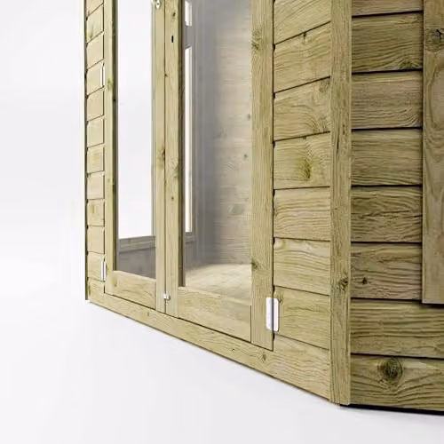 Waltons Wooden Corner Summerhouse with Side Shed, Shiplap Tongue and Groove Garden Room with Flat Roof and Double Doors – 3