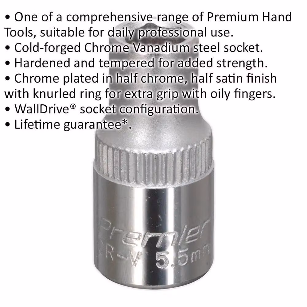 Loops 5.5mm Forged Steel 1/4 inch Square Drive Socket in Silver Chrome Vanadium – 2