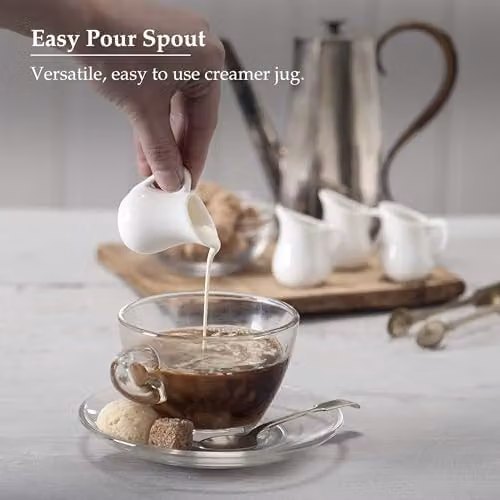 WM Bartleet & Sons Set of 4 Mini Traditional Porcelain Creamer Jugs in White, 20 ml each – 4