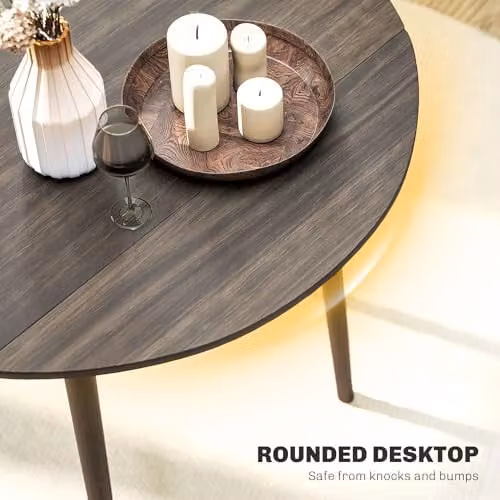 HOMCOM Modern Round Folding Dining Table for 4 with Butterfly Drop Leaf and Wood Legs, Grey – 5