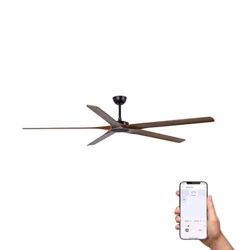 Faro Barcelona Bigwood XL Ceiling Fan with 5 Blades in Black and Brown with App Control – 1