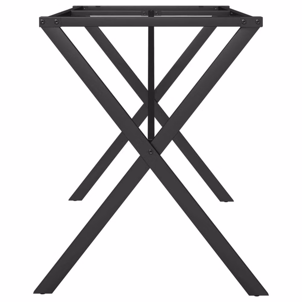 Berkfield Home X-Frame Dining Table Legs in Black Steel, W/D/H: 140 x 60 x 73 cm – 3