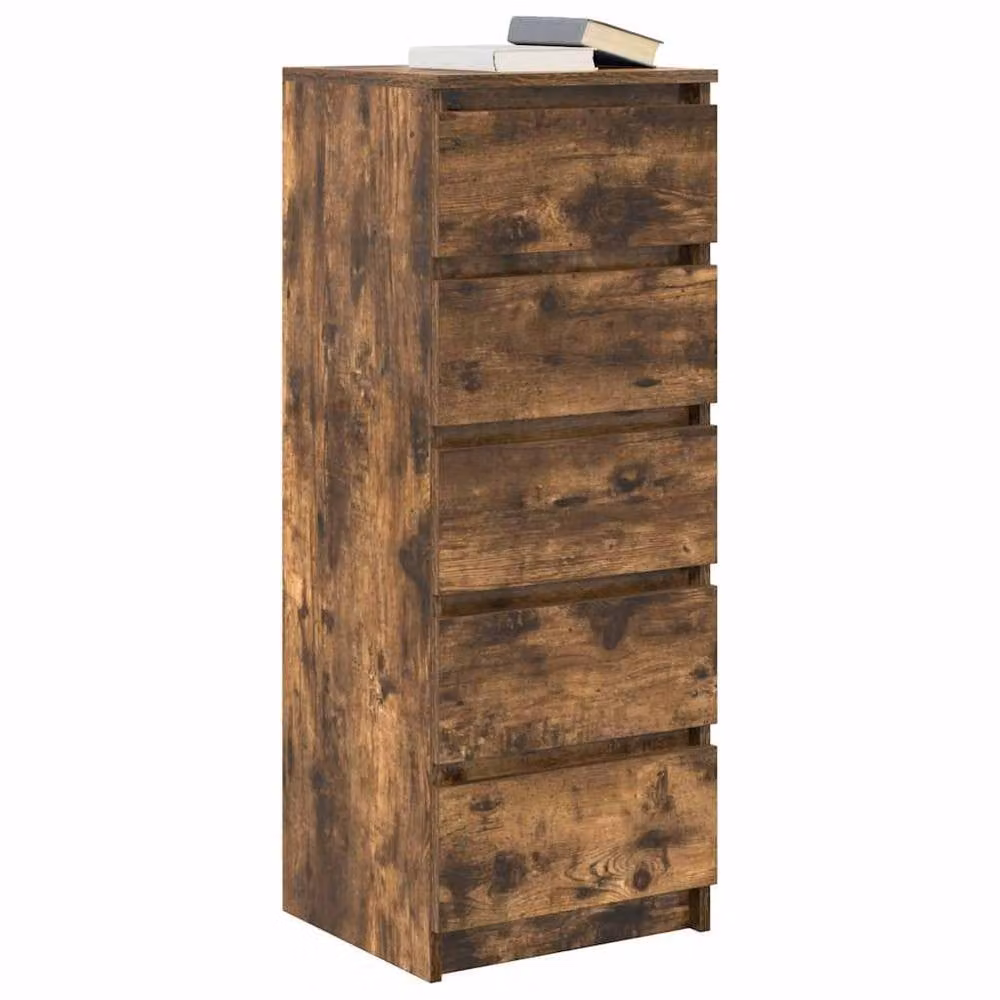 Berkfield Home Smoked Oak Sideboard with Drawers in Brown, W/D/H: 37.5 x 35 x 99 cm – 2