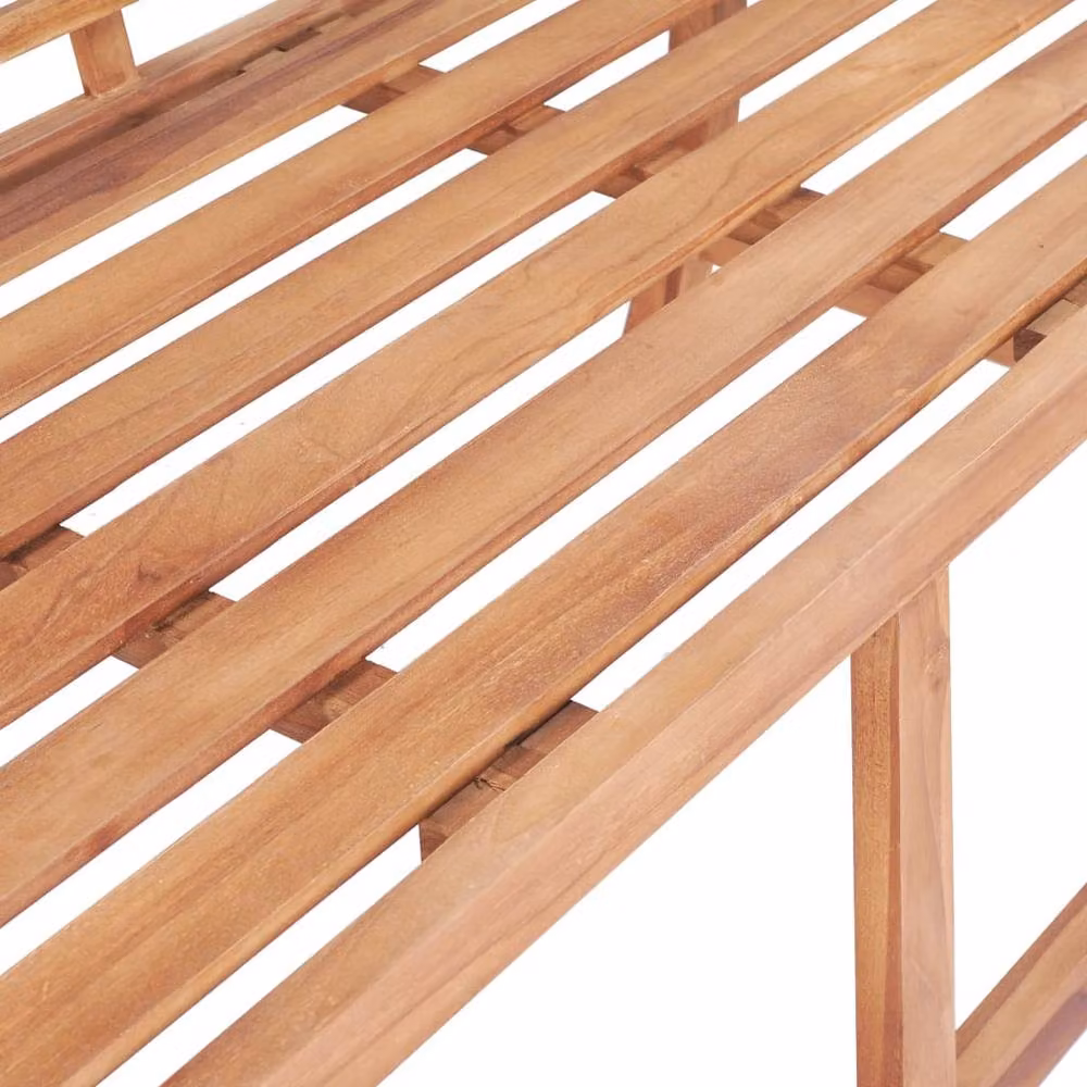 Berkfield Home Classic Garden Bench in Brown Solid Teak Wood, W/D/H: 127 x 58.5 x 92.5 cm – 3