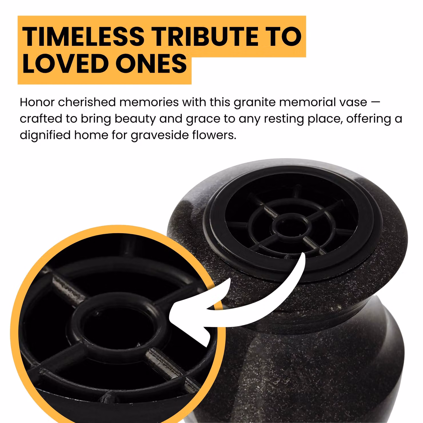 Novecrafto Black Granite Memorial Vase for Flowers, Solid Stone Tabletop Design for Cemetery or Garden – 4