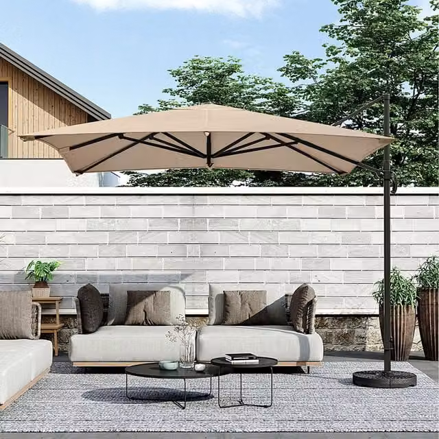 Breeins Cantilever Parasol with Adjustable Polyester Canopy and HDPE Base in Beige