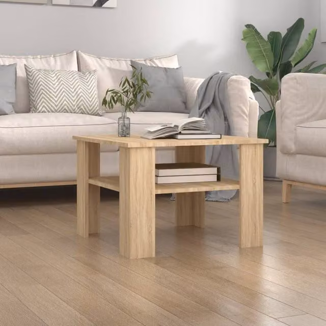 Berkfield Home Sonoma Oak Coffee Table in Brown, W/D/H: 60 x 60 x 42 cm – 1