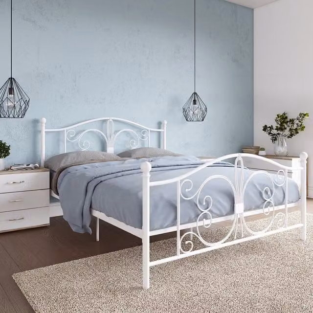 Dorel Home Bombay Metal Bed in White, W/D/H: 140 x 200 cm
