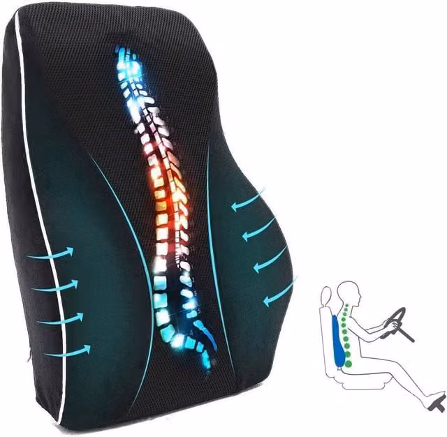 NESTLUNE Memory Foam Lumbar Car Seat Back Support Cushion in Black, W/H: 100 x 190 cm