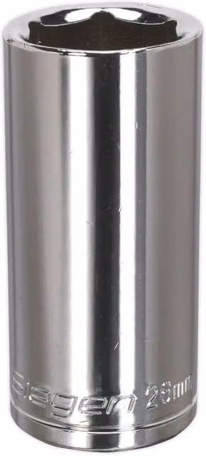 Loops 26mm Deep Drive Socket 1/2 inch Square Drive in Silver Chrome Plated Carbon Steel – 1