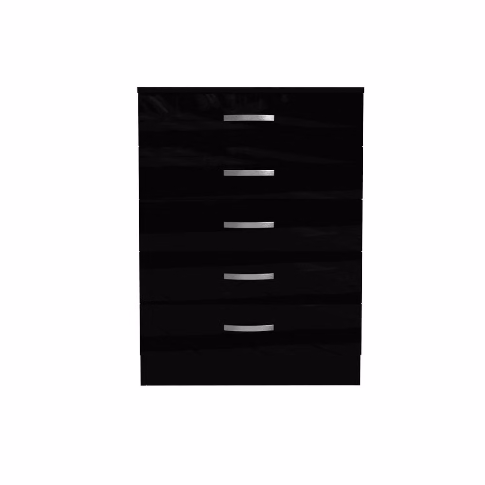 Nera Black High Gloss Modern Tall 5 Drawer Chest for Bedroom W/D/H: 80 x 40 x 60 cm – 2
