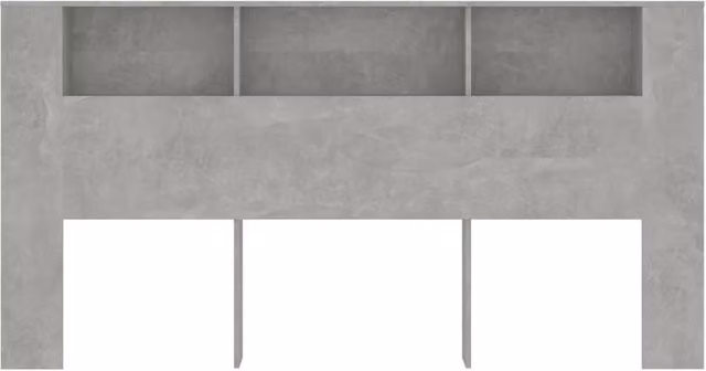 Berkfield Home Headboard Cabinet in Concrete Grey with Integrated Shelf, W: 200 cm, D: 18.5 cm, H: 104.5 cm