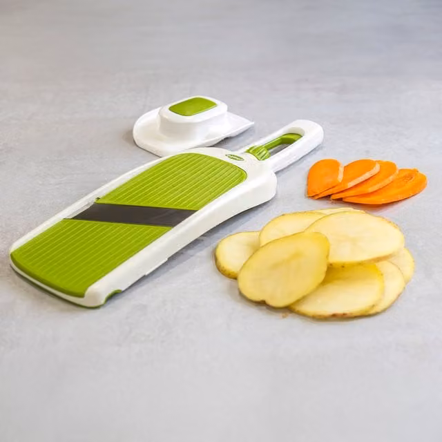 Chef'n SleekSlice Collapsible Mandoline with Adjustable Thickness and Finger Guard, White