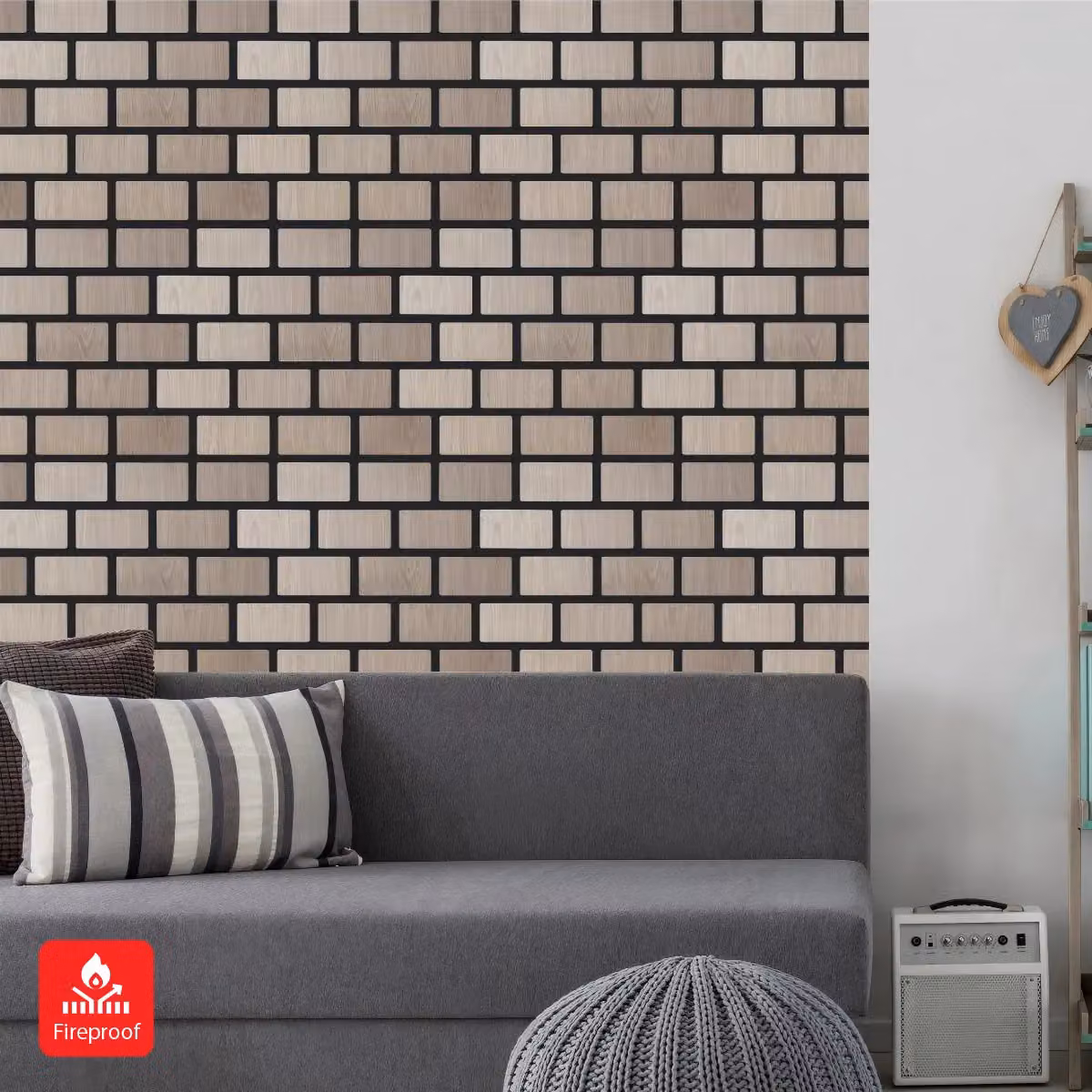 ENER-J Brick Pattern Acoustic MDF Wall Panels, White, Pack of 4, W: 61.0 cm, H: 69.0 cm – 2
