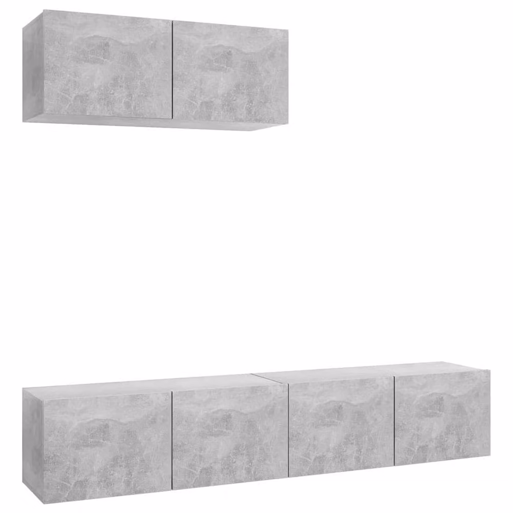 Berkfield Home 3-Piece Modern TV Cabinet Set in Concrete Grey Engineered Wood – 2
