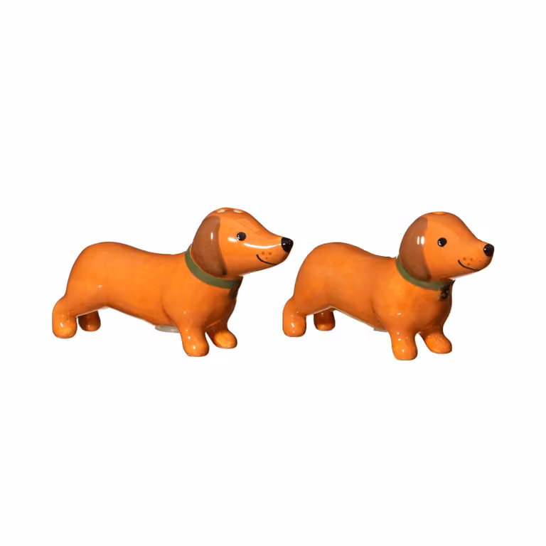 Sass and Belle Dachshund Ceramic Salt and Pepper Shakers in Brown