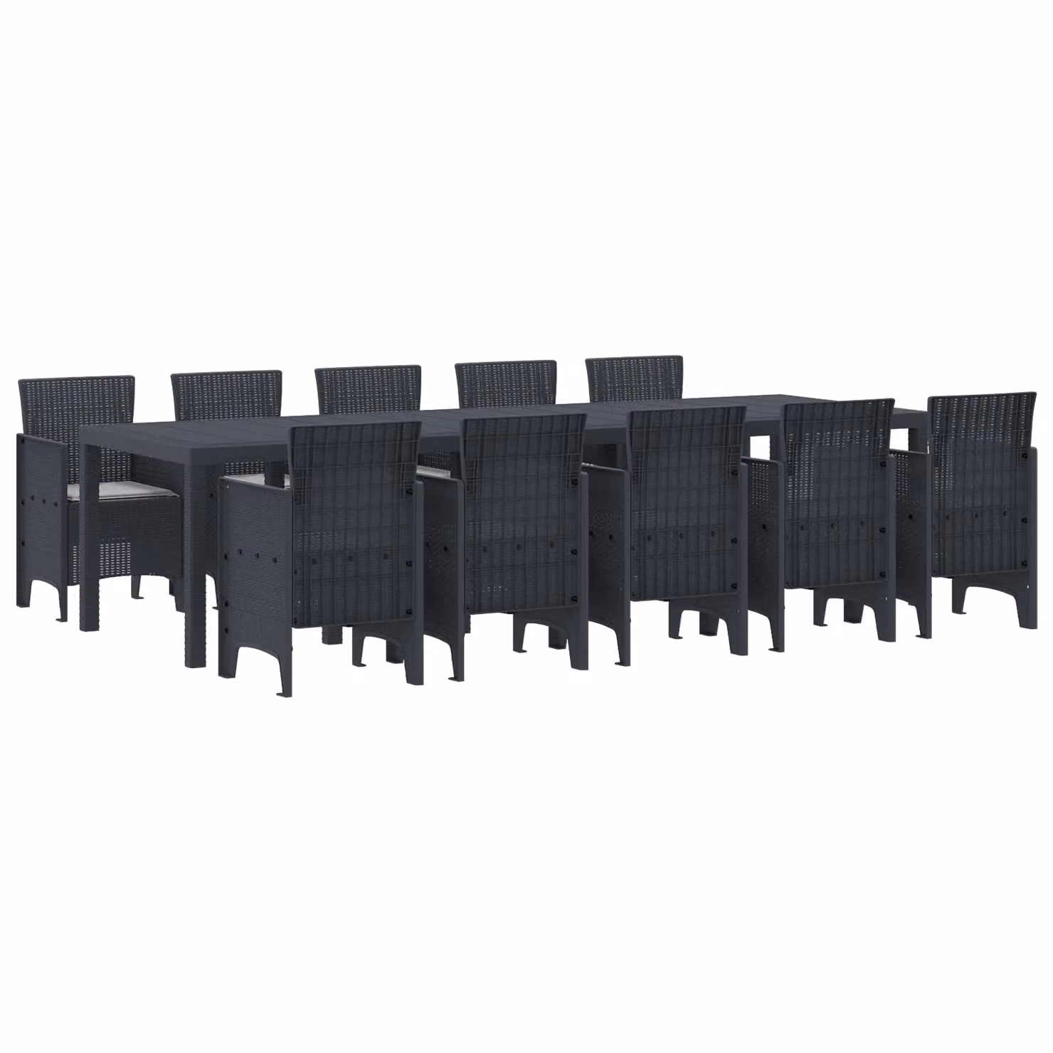 Berkfield Home 11 Piece Anthracite Poly Rattan Garden Dining Set with Cushions – 2